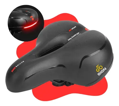 Banco Bike Selim Grande Para Bicicleta Super Comfort Molas Vazado Gel Tech Com Refletor