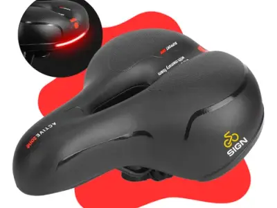 Banco Bike Selim Grande Para Bicicleta Super Comfort Molas Vazado Gel Tech Com Refletor