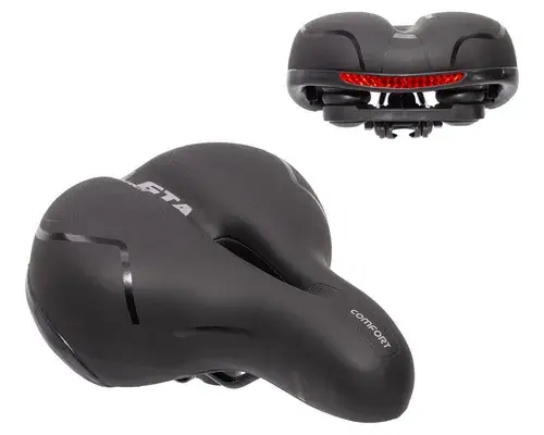Banco Bike Selim GTA Comfort Grande Macio com Refletor Largo Ergonômico Plus Size Preto