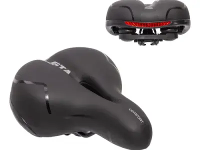 Banco Bike Selim GTA Comfort Grande Macio com Refletor Largo Ergonômico Plus Size Preto
