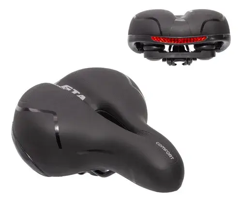 Banco Bike Selim GTA Comfort Grande Macio com Refletor Largo Ergonômico Plus Size Preto
