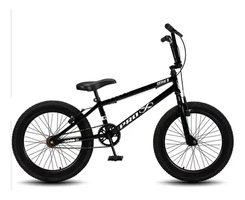 Bicicleta Bmx Pro-x Série 1 Aro 20 Quadro Aço Carbono Preto/branco