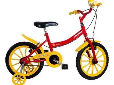 Bicicleta Passeio Infantil Aro 16 Monark V-brakes Vermelho Amarelo