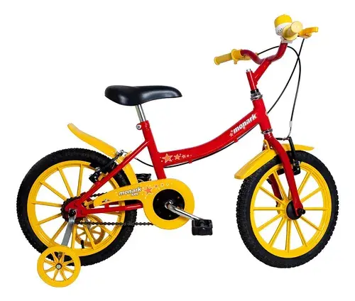 Bicicleta Passeio Infantil Aro 16 Monark V-brakes Vermelho Amarelo