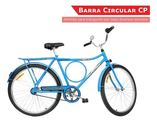 Bicicleta Passeio Monark Barra Circular Cp Aço R26 Azul