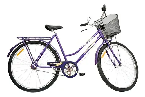Bicicleta Urbana Monark Tropical Roxa Aro 26 Freio Varão Cesto Roxo