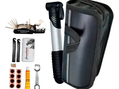 Estojo Kit Ferramentas Bike Acessórios Bolsa Quadro Bicicleta Kit Com Reparo Pneu Bomba De Ar Remendo Chaves